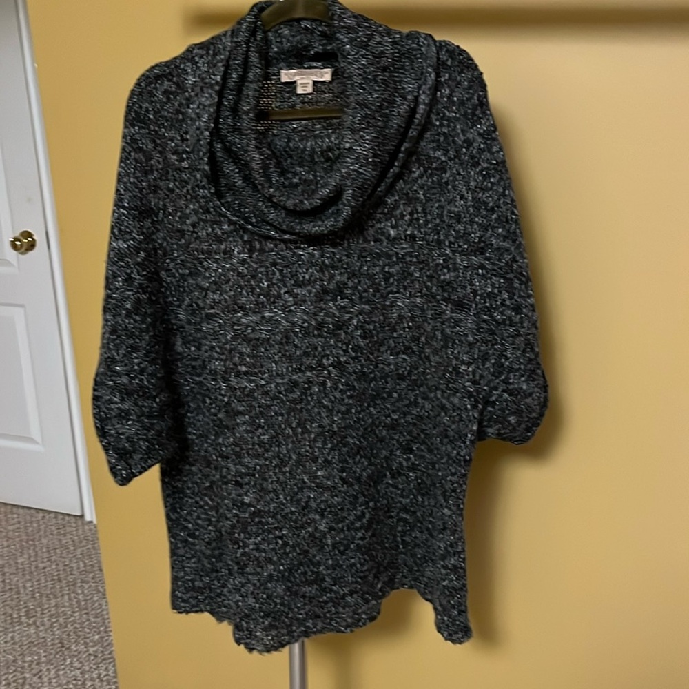 Plus size cowl neck short sleeve sweater